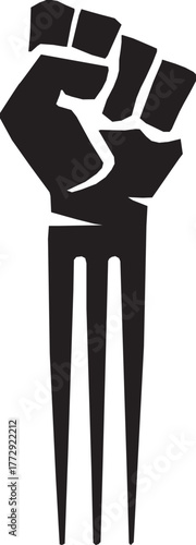 Vector Bold clenched fist with claw  Silhouette vector.
