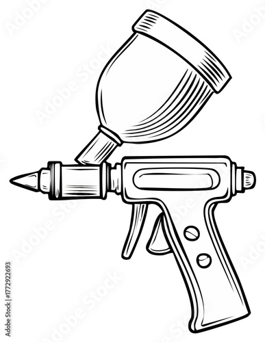 Industrial sandblasting gun equipment for abrasive cleaning and surface preparation illustration