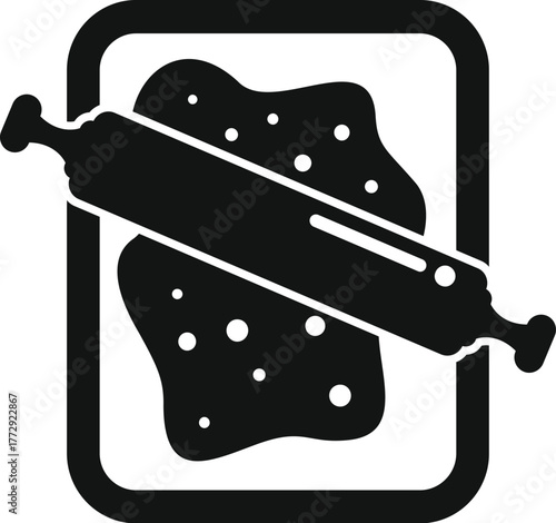 Rolling pin flattening dough, perfect for baking cookies, pastries, or pasta