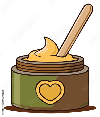 Cartoon Style Jar of Depilatory Wax with Wooden Spatula Stick for Hair Removal