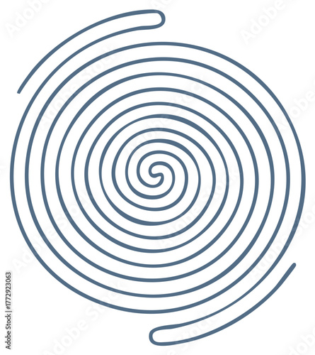 Abstract blue spiral line art illustration forming a hypnotic vortex symbol