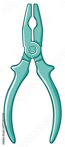 Isolated Teal Pliers Hand Tool Vector Graphic for DIY and Workshop Concepts