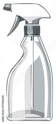 Vector illustration of a plastic cleaning spray bottle, drawing style