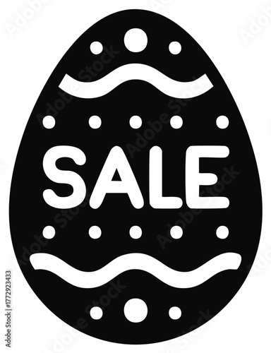 Easter egg sale vector design, black and white illustration