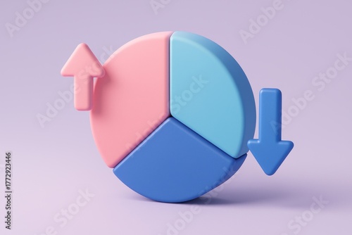 Free Download 3D pie chart with up/down arrows, indicating growth and decline - GFXLoad