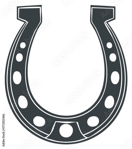 Stylized Lucky Horseshoe Graphic with Nail Holes for Good Fortune and Protection