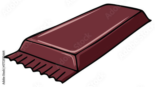 Dark Brown Candy Bar Illustration Food Packaging Sweet Treat Cartoon Snack