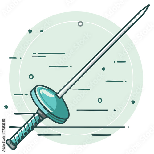 Modern cartoon illustration of a fencing foil. Vector sport icon for athletic competition or duel