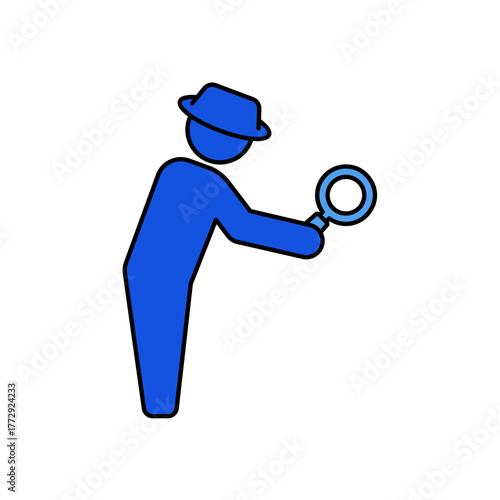 Detective icon outline editable stroke line drawing eps