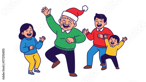 Joyful Holiday Gathering: A heartwarming illustration of a family celebrating the holiday season with boundless joy, filled with laughter and merriment.