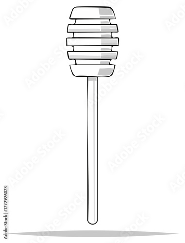 Minimalist vector illustration of a traditional honey dipper utensil with classic grooved design
