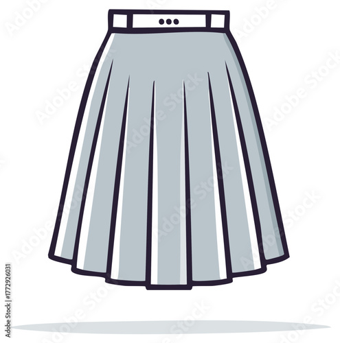 Pleated skirt vector icon illustration. Simple grey cartoon women's fashion apparel.