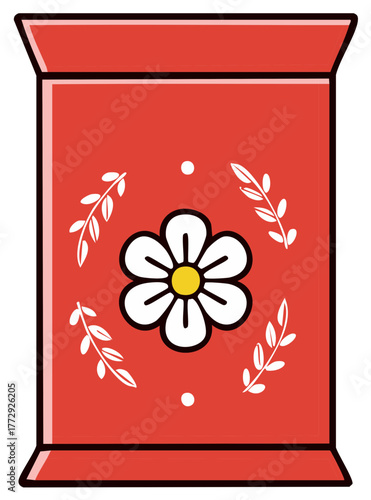 Red Envelope with Flower and Leaf Design for Money, Gift, and Holiday Wishes
