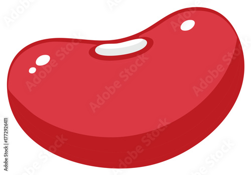 Single Red Jelly Bean Candy with Glossy Finish