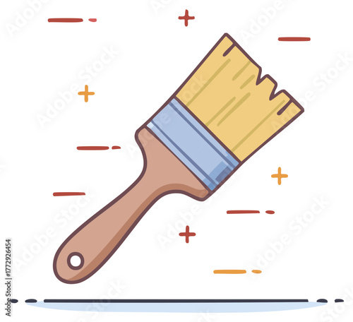 Creative illustration of a paintbrush with artistic elements suggesting creativity and design