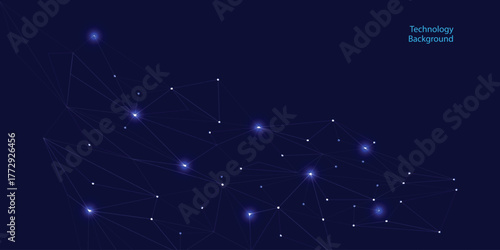 Abstract background of points and lines. Glowing black plexus. Big data. Network or connection. Abstract technology science background.
