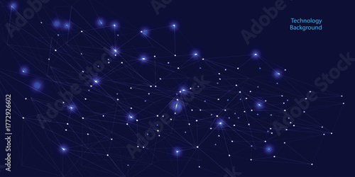 Abstract background of points and lines. Glowing black plexus. Big data. Network or connection. Abstract technology science background.