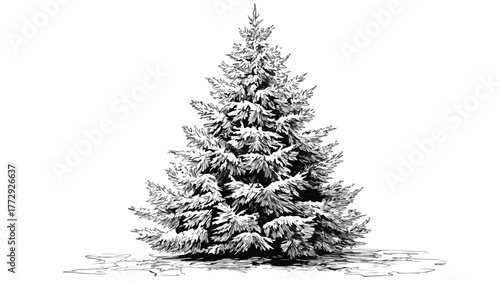 Elegant Black and White Christmas Tree Vector Illustration for Festive Designs