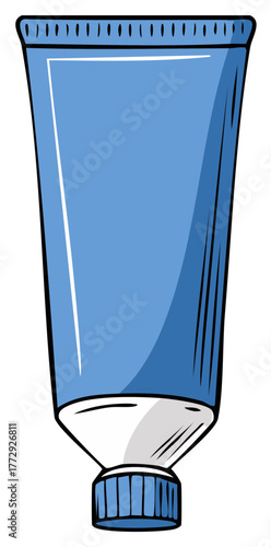 Blue Tube Cartoon Style Design Skincare Package Packaging Mockup Illustration