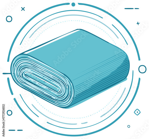 Rolled Fabric Roll, Textile, Cloth or Material, Vector Illustration