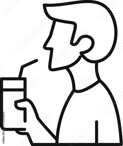 Profile of a man drinking a beverage with a straw