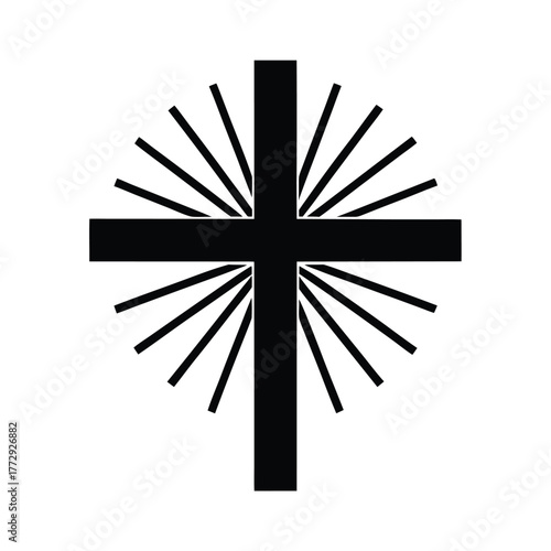 Cross in Rays Icon