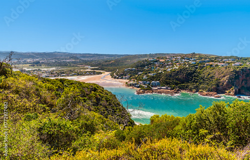 A view from West Head headland across the strait towards Leisure Island on the Knysna river, South Africa in Springtime