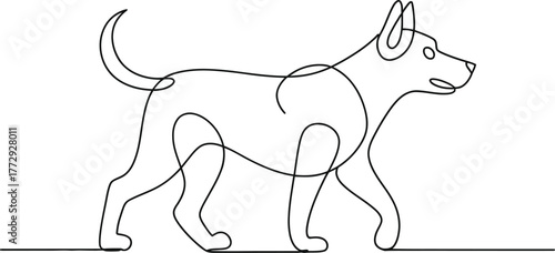Single Line Drawing Of A Walking Dog canine animal