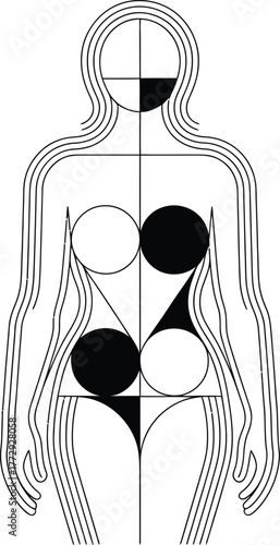 Geometric Human Body Outline With Shapes abstract