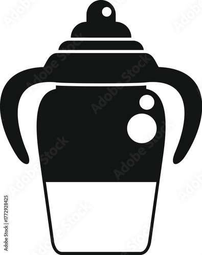 Baby bottle icon promoting comfortable feeding and independent drinking for infants