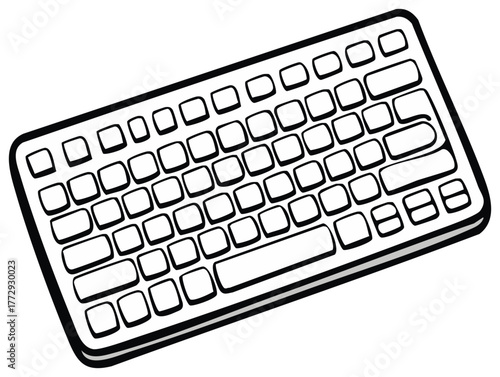 Clean line art illustration of a generic computer keyboard for technology and digital work