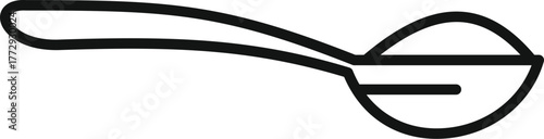 Spoon holding white granulated sugar, simple black and white line drawing