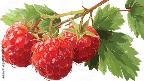 Vibrant Berries and Leaves Vector Illustration for Design Projects