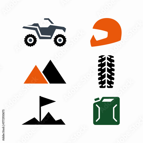 Set of icons representing off road adventure and extreme sports