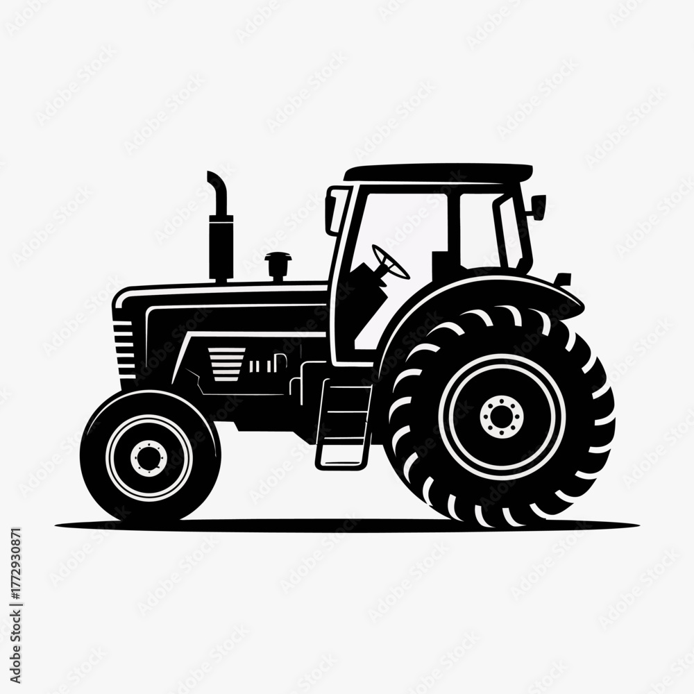 Obraz premium Classic black and white illustration of a farm tractor