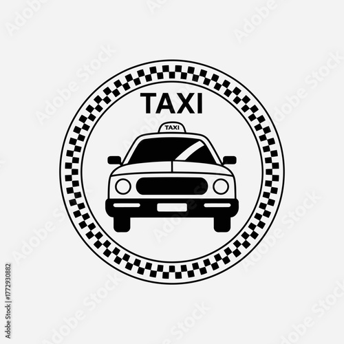 Classic taxi cab emblem with checkerboard border