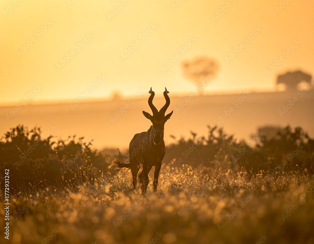 Naklejka premium African Antelope at Sunrise.