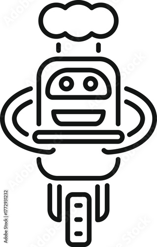 Autonomous delivery robot riding motorbike delivering food quickly and efficiently, ensuring timely customer satisfaction