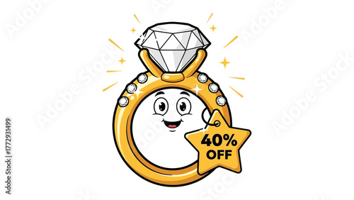 Sparkling Ring of Value: A radiant diamond ring, exuding charm and allure, showcases an enticing 40% discount, inviting customers to embrace the exquisite and luxurious.