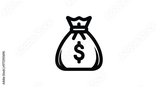 Money Bag Vector Icon on White Background for Financial Design
