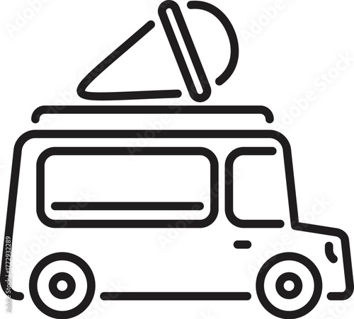 Broadcasting van equipped with a satellite dish, capturing live events and transmitting news