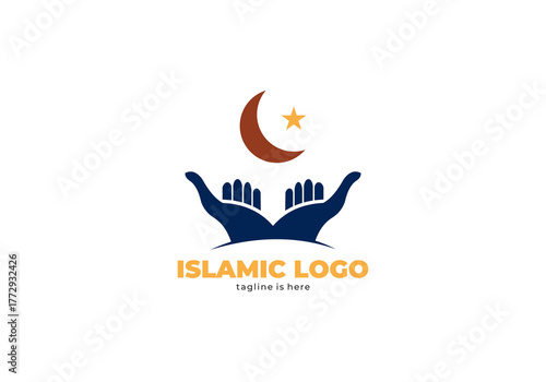 Islamic religion praying icon illustration logo vector