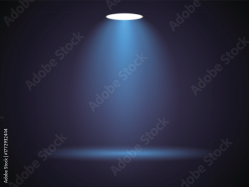 Studio spotlight illumination glowing in the dark room illustration background