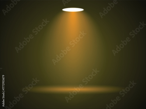 Dramatic Spotlight Illuminating Empty Stage with Rich Warm Orange Hue