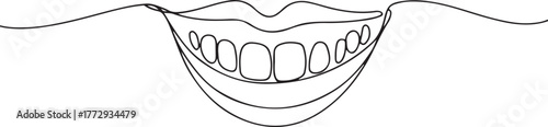 Minimalist Tooth Line Art – Simple Dental Outline Vector Illustration
