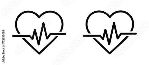 Heartbeat Line Symbol of Life, Love, and Cardiac Health - A heart with an up-and-down heartbeat line inside, symbolizing a living heart, health monitoring, and emotional or physical vitality