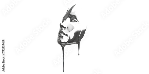 2D Drawn face black and white