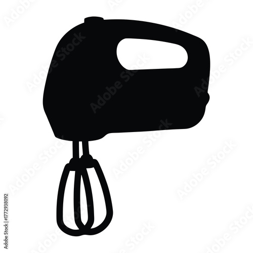 Hand mixer in black silhouette, kitchen utensil for baking and mixing ingredients