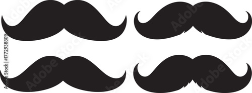 Four black mustache silhouettes