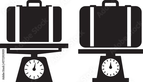 Two suitcases on scales silhouette